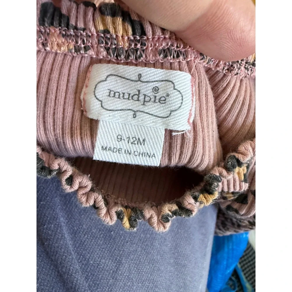 Mud Pie pink and black leopard print two‎ piece infant outfit